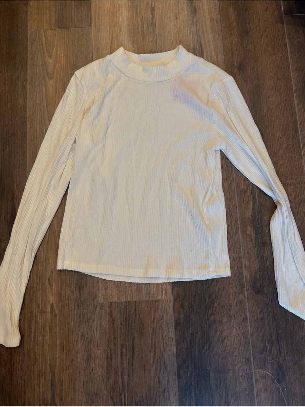 NWT Heart & Hips Ribbed Long Sleeve Pullover Top - White Sz L